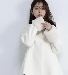 NATURAL BEAUTY BASIC フェイクファースリーブペプラムコート