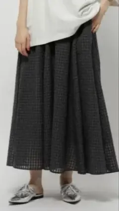 niko and... シアーチェックフレアスカート ロング
