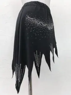 社交ダンス スカート 黒 蝶 ストーン 煌めくフレア 練習着 発表会 上品 