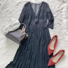 ＊ZARA＊上品 総レース ロングワンピース ブラック