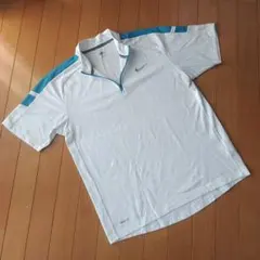 [Nike] 半袖ポロシャツ ホワイト/ブルー NikeFit Lサイズ