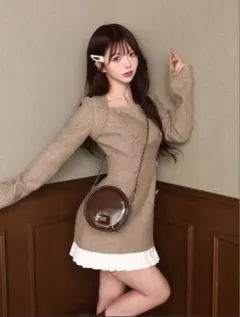 darich プリーツドッキングツイードミニワンピース FL ブラウン BRN