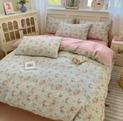 Tamiさま専用★綿100%すみれ花束リボンセミダブル布団カバーと枕カバー３点 Tamiさま専用☆綿100%すみれ花束リボンセミダブル布団カバーと枕カバー