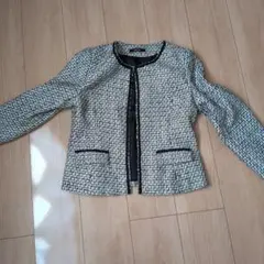 SHOO・la・RUE ノーカラー ツイードジャケット