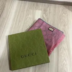 GUCCI ピンク グレー GGロゴ マフラー