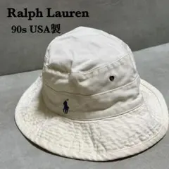 90s USA製 ラルフローレン バケットハット ポニー刺繍 ヴィンテージ