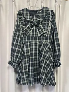 Ank Rouge セーラーワンピース 紺 チェック