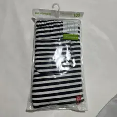 UNIQLO キッズレギンス 100cm ブラック/ホワイトストライプ