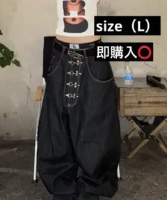 即購入⭕️ 新品（L）バギーデニム ストリート メンズワイドデニムパンツ