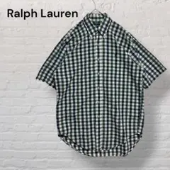 ラルフローレン BLAIRE 半袖BDシャツ チェック 刺繍ロゴ M古着