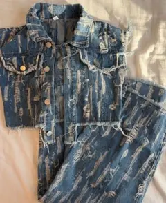 1回着用 デニムセットアップ ダンス 140