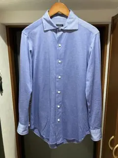 美品 トゥモローランド ホリゾンタル コットン 鹿の子 長袖シャツ L ブルーのサムネイル