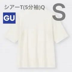 gu シアーT(5分袖)Q オフホワイト S メロー