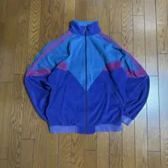 80s adidas ベロア　トラックジャケット　ジャージ　マルチカラー　古着のサムネイル