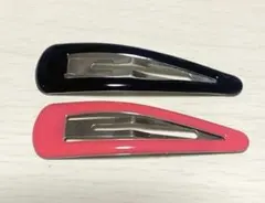 アーチ型ヘアピン 黒 ピンク ヘアアクセサリー パッチンピン 2個セット