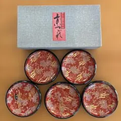 京つづれ 漆器 銘々皿 5枚セット 春秋