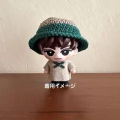 ソフビサイズ　バイカラーニットハット＋リネンシャツ2点セット(緑)
