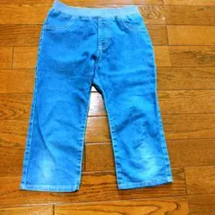 【未使用に近い】140 デニムブルー ストレートレッグパンツ