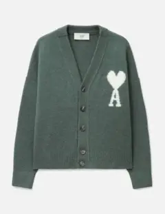 【極美品】amiparis ニットカーディガン　グリーン　Sのサムネイル