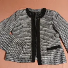 RUIRUEBOUTIQUFノーカラーツイードジャケット ブラックホワイトのサムネイル