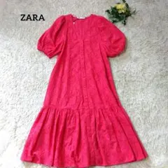 新品タグ付き　ZARA ザラ　カットワーク刺繍ワンピース　ピンク