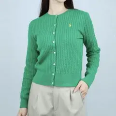 ポロ ラルフローレン ケーブルニット　カーディガン 春カラー　XS グリーン　緑