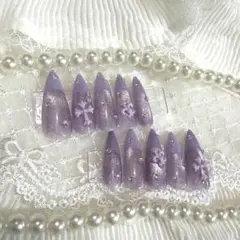 パープル 紫 クロム マグネット ネイルチップ