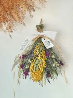 ⑤ ナチュラルミニブーケ スワッグ ドライフラワー 秋色紫陽花 薔薇