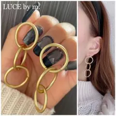 576 マットゴールド チェーンフープピアス お洒落 シンプル 軽い