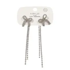 新品未使用！リボン チャーム 揺れる ピアス 2WAY