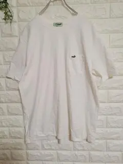a651【クロコダイル】Tシャツ　白　LL　大きいサイズ　胸ポケット　メンズ