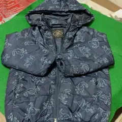 恐竜柄ネイビー中綿コート 100