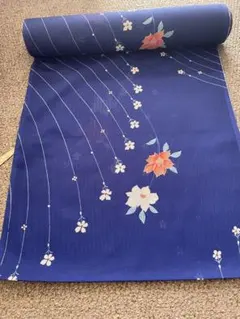小紋反物 青色 花柄