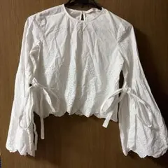 ZARA 刺繍入りホワイトブラウス