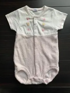 familiar ロンパース　半袖　50〜65 ピンク　パイル地