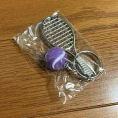 テニスラケット キーホルダー パープル☆訳あり