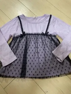 キッズ 長袖 ドット柄 チュール 120cm