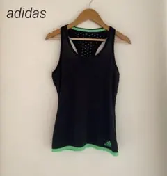 adidas レディース　ランニング　ヨガ　タンクトップ　トップス　グレー×緑