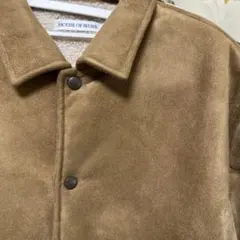 ベージュ スエード調 コーチジャケット メンズ L相当