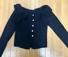 natural couture フリルカーディガン ブラック