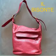 IL BISONTE イルビゾンテ レザー ショルダーバッグ レッド イタリア製