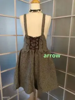 美品★ arrow アロー ジャンパースカート 　ツイード 茶 姫カジ