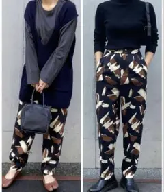 URBAN RESEARCH◆ブラッシュプリントウエストタックパンツ ブラック