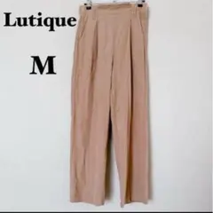 Lutique ピーチスキン ワイドパンツ M キャメル ウエストゴム しまむら