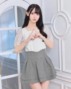 ミシェルマカロン 美脚スカート 千鳥柄　XS