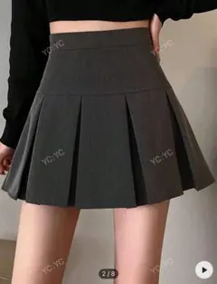 SHEIN ダークグレー プリーツミニスカート