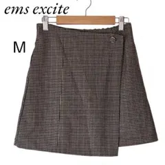 ema excite エムズエキサイト✨️ ラップスカート 台形 千鳥格子柄 茶