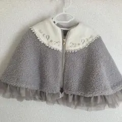 グレー フリース ポンチョ