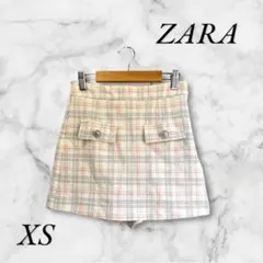 ZARA 格紋寬褲 格紋圖案 側邊拉鍊 裝飾口袋