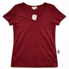 FOREVER 21 バーガンディ Vネック Tシャツ S